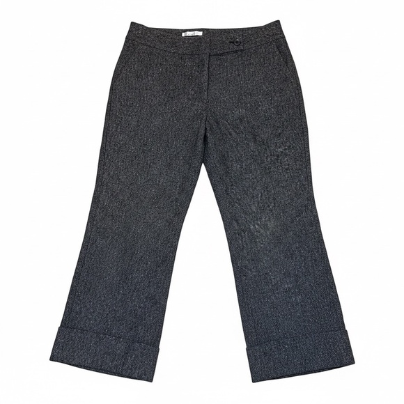 Caslon Pants - Caslon Grey Wool Blend Tweed Cropped Trouser Pants Size 14 Career Workwear Cuffs